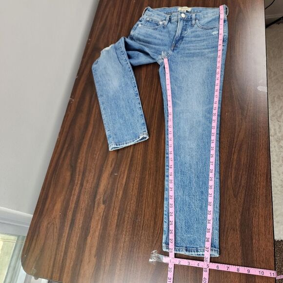Madewell Jeans Mid-rise Perfect Vintage Distressed Ripped Blue Stretchy Sz 25 - Picture 8 of 16